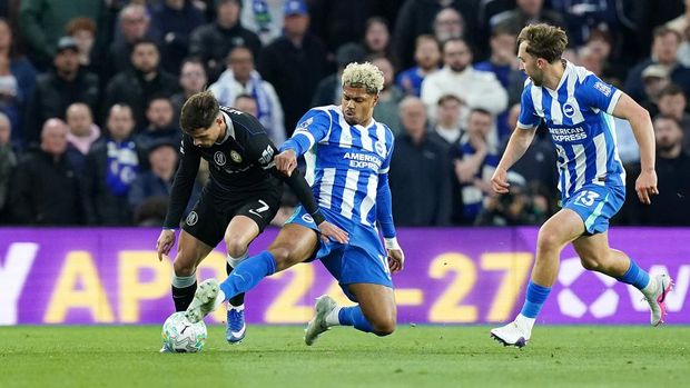 Pedro Neto Chelsea's Pedro Neto (left) is tackled by Brighton and Hove Albion's Georginio Rutter during the Premier League match at the American Express Stadium, Brighton. Picture date: Tuesday April 21, 2026. (Photo by Gareth Fuller/PA Images via Getty Images)