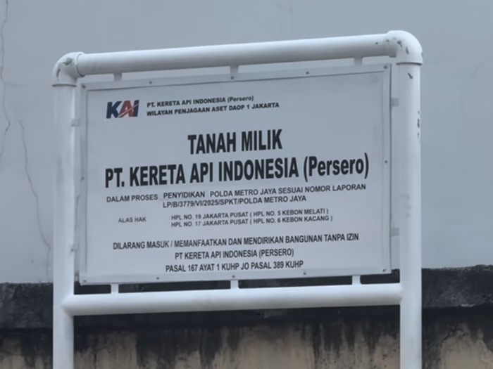 PT KAI pasang plang di lahan Tanah Abang