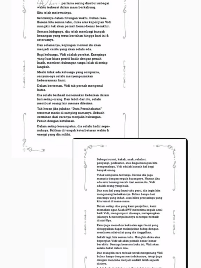 Tara Basro desain buku Yasin untuk Vidi Aldiano.