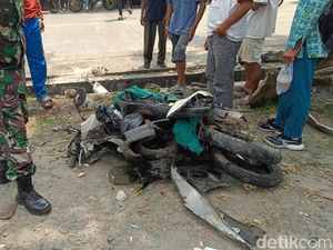 Penampakan Beat Remuk Dihantam Mobil Tabung Oksigen di Banyumas
