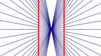 Ilusi Hering membuat dua garis lurus tampak melengkung saat berada di latar radial. Otak tertipu seolah kita bergerak maju, sehingga persepsi ruang jadi berubah. Neuron yang peka pola “mengoreksi berlebihan”, menciptakan efek tiga dimensi. Untuk melihat garis tetap lurus, fokus ke tengah. Mekanisme ini juga dipakai otak saat menavigasi ruang, meski bisa menimbulkan distorsi. Foto: Boredpanda