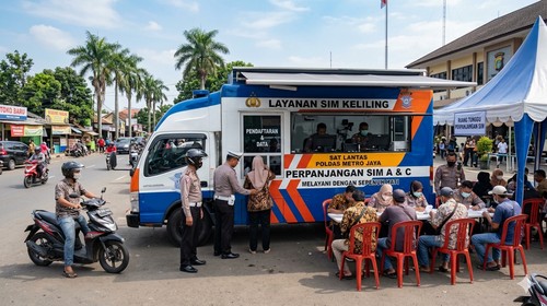 Ilustrasi layanan SIM keliling. (Gemini AI)