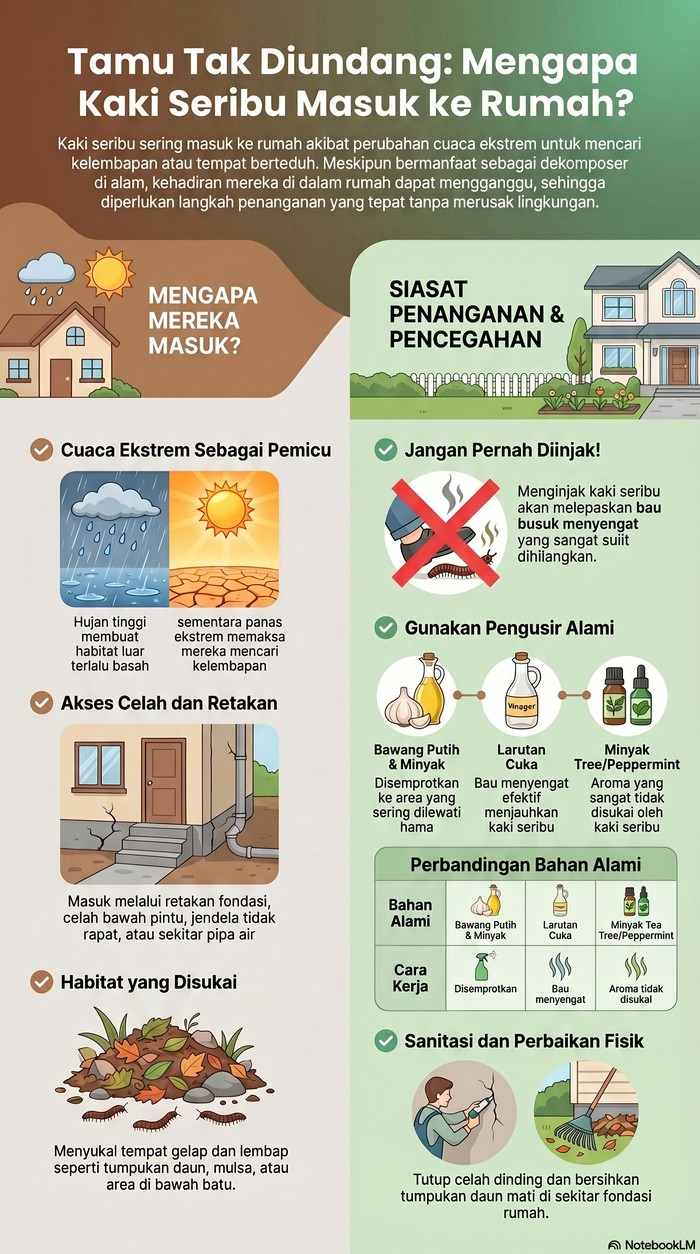 Ilustrasi hewan kaki seribu (Millipede)