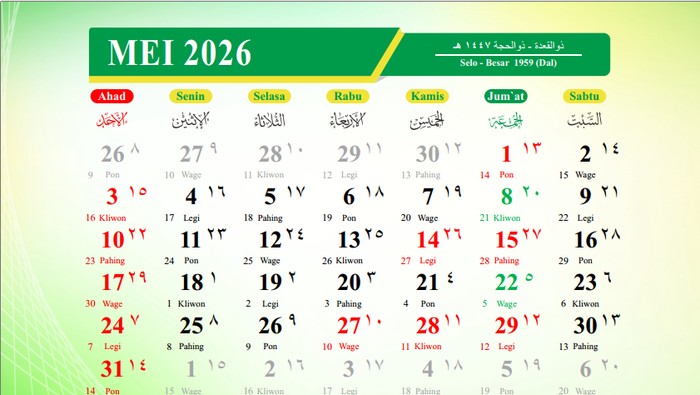 Kalender Mei 2026