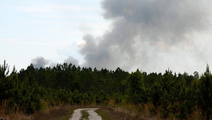 Smoke billows as a wildfire burns in Brantley County, Georgia, U.S., April 22, 2026. REUTERS/Octavio Jones