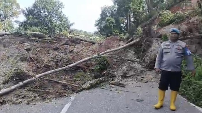 Longsor di Jalinsum Dusun Aek Rau, Desa Simagumban Julu, Kecamatan Simangumban, Tapanuli Utara.