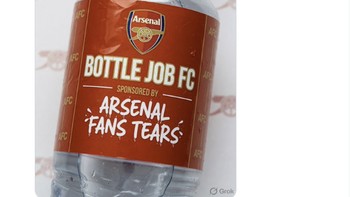 “Arsenal Fans Tears – Limited Edition 2026 Rasa: Pahit. Kadaluarsa: Setiap akhir musim. Sponsored by: Haaland’s 5th minute goal Foto: X.com