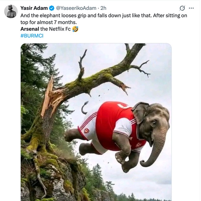 Arsenal Digusur City, Ini Meme Kocak Sang Gajah Jatuh Lagi dan Lagi