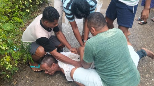 Pria inisial A ditangkap seusai mengancam warga menggunakan parang di Kelurahan Lasiana, Kecamatan Kelapa Lima, Kota Kupang, NTT, Kamis (23/4/2026). (Dok. Polsek Kota Lama)