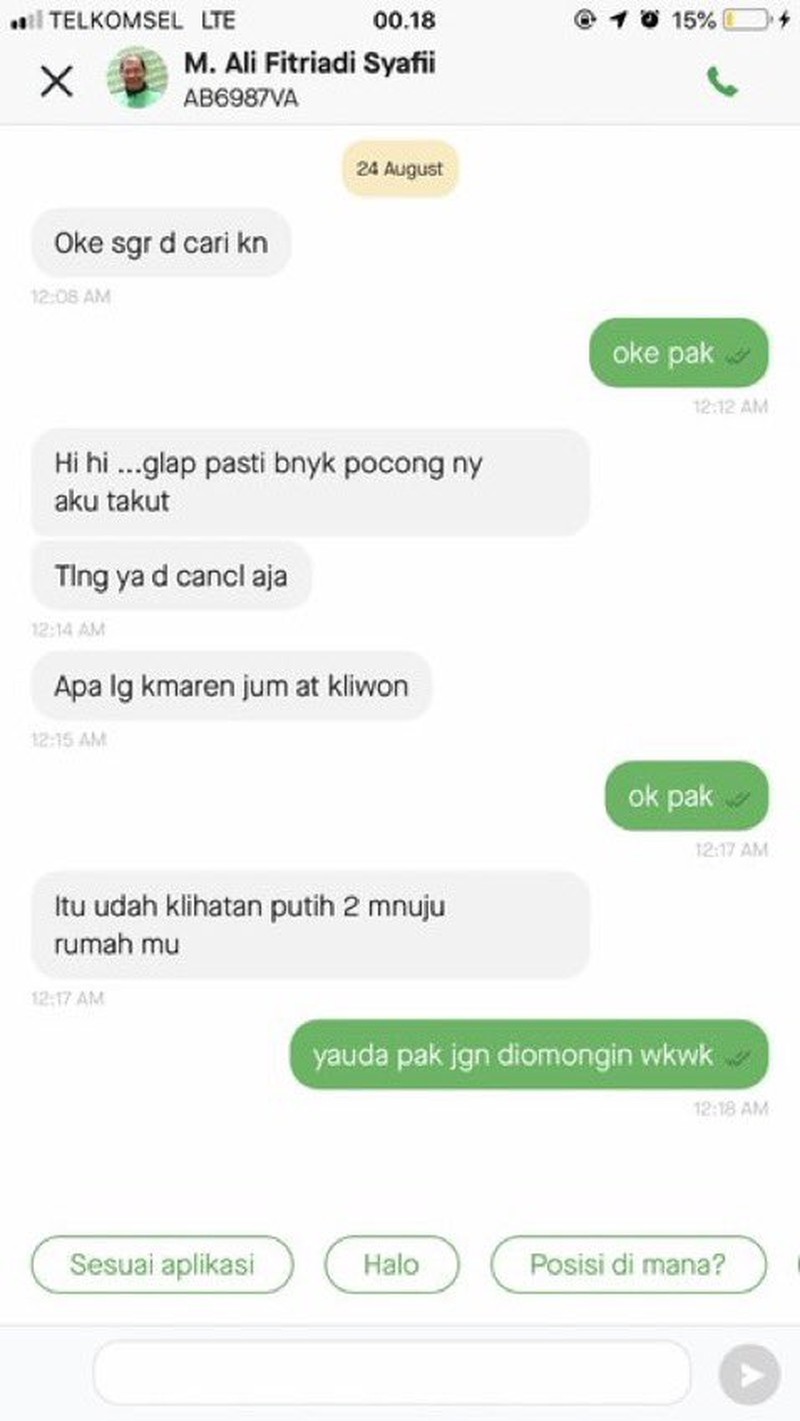 Chat Driver dan Penumpang Bikin Ngakak