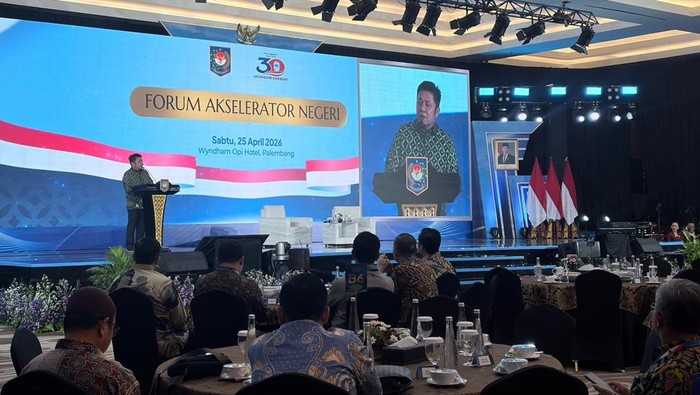 Gubernur Sumsel Herman Deru saat memberikan sambutan Apresiasi Pemerintah Daerah Berprestasi 2026