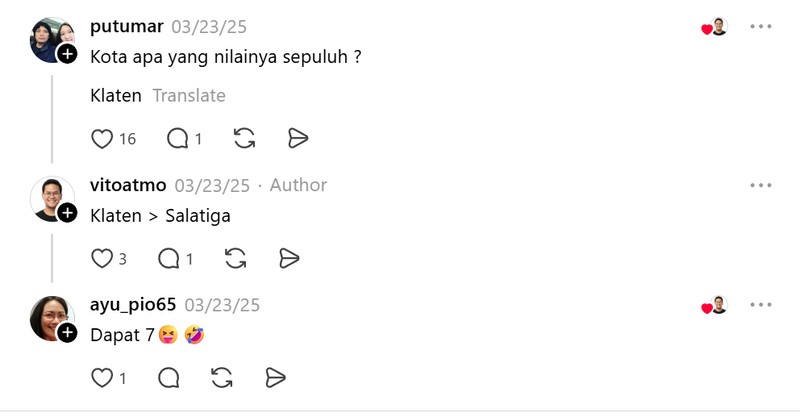 Di Threads, ada kanal jokesbapackbapack. Kalau kamu cari, di sana ada banyak tebak-tebakan garing yang bikin nyengir. Terpantau milenial sudah ikutan.