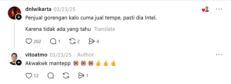 Di Threads, ada kanal jokesbapackbapack. Kalau kamu cari, di sana ada banyak tebak-tebakan garing yang bikin nyengir. Terpantau milenial sudah ikutan.