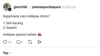 Melepas penat Bang, bukan peanut. Foto: glenn168 via Threads 