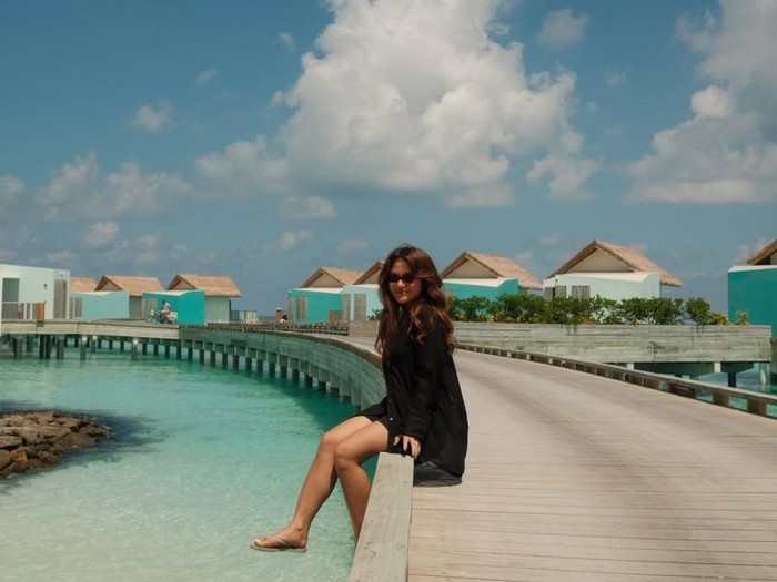 Marsha Aruan liburan ke Maldives.