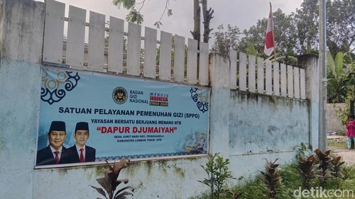 Tampak depan SPPG Jurit Baru Pringgasela, Lombok Timur, NTB, yang ditutup sementara oleh BGN, Jumat (24/4/2026). foto (Sanusi Ardi W/detikBali)