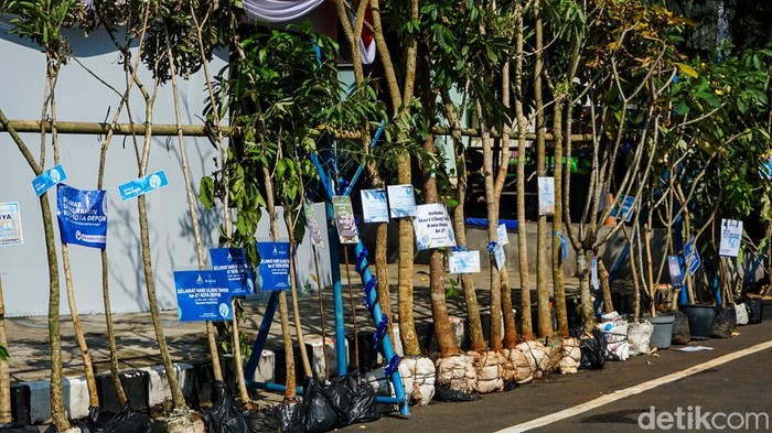 Sejumlah warga dan berbagai pihak mengirimkan bibit pohon ke Balai Kota Depok, Senin (27/4/2026). Sebagai ucapan Hari Ulang Tahun (HUT) ke-27 Kota Depok.