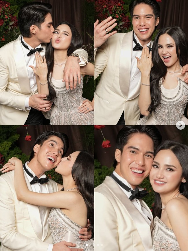 El tampil tak kalah memukau dengan rambut yang ditata sleek ke belakang dengan hasil rapi dan mengilap, memperkuat aura gentleman. Foto: Instagram/@thebridedept