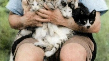 Dokter Polandia, Eugene Lazowski, berpose bersama kucing. Ia dikenal sebagai “pahlawan diam-diam” karena menyelamatkan sekitar 8.000 orang Yahudi dengan memalsukan wabah tifus saat Perang Dunia II. Foto: Boredpanda