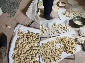 Jorok! Rumah Produksi Ilegal Taruh Pangsit di Lantai dan Dikerumuni Lalat