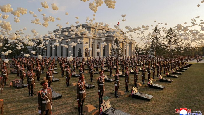 North Korean leader Kim Jong Un joins Russia's Defence Minister Andrey Belousov as he inaugurates the Memorial Museum of Combat Feats at the Overseas Military Operations honouring North Korean troops killed while fighting for Russia in the war against Ukraine, in Pyongyang, North Korea, April 26, 2026, in this picture released by North Korea's official Korean Central News Agency. KCNA via REUTERS    ATTENTION EDITORS - THIS IMAGE WAS PROVIDED BY A THIRD PARTY. REUTERS IS UNABLE TO INDEPENDENTLY VERIFY THIS IMAGE. NO THIRD PARTY SALES. SOUTH KOREA OUT. NO COMMERCIAL OR EDITORIAL SALES IN SOUTH KOREA.