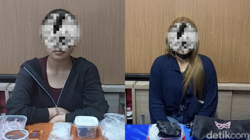 RGB (kiri) dan NKJ (kanan), tersangka kasus narkotika yang ditangkap Ditresnarkoba Polda Bali dalam pengungkapan di Denpasar.