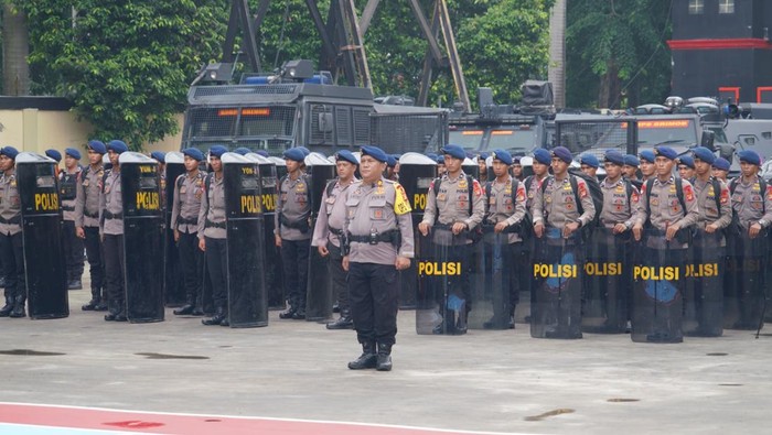 Brimob Polda Metro Jaya menggelar apel kesiapan dalam rangka pelayanan Hari Buruh Internasional (May Day) 2026 di wilayah hukum Polda Metro Jaya. (dok Istimewa)