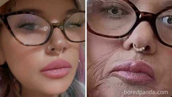 Editan bikin mulus, tapi detail asli tetap muncul tanpa ampun. Foto: Boredpanda