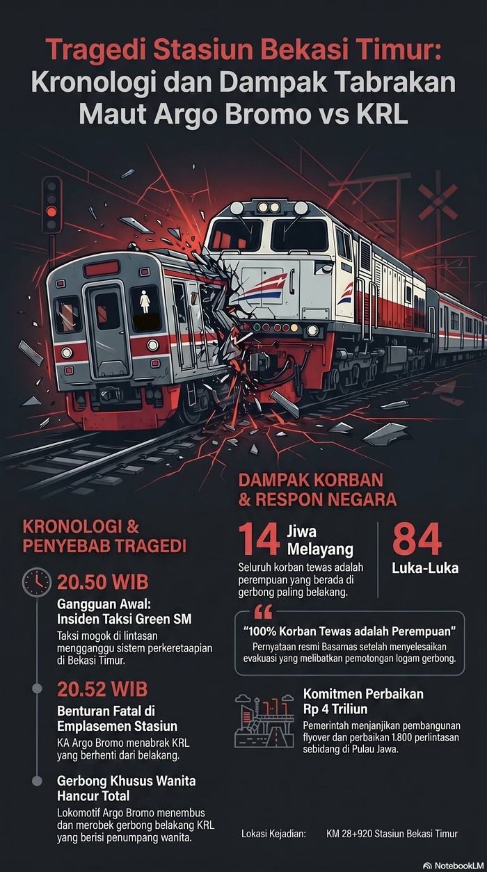 Infografik kecelakaan kereta Argo Bromo dan KRL