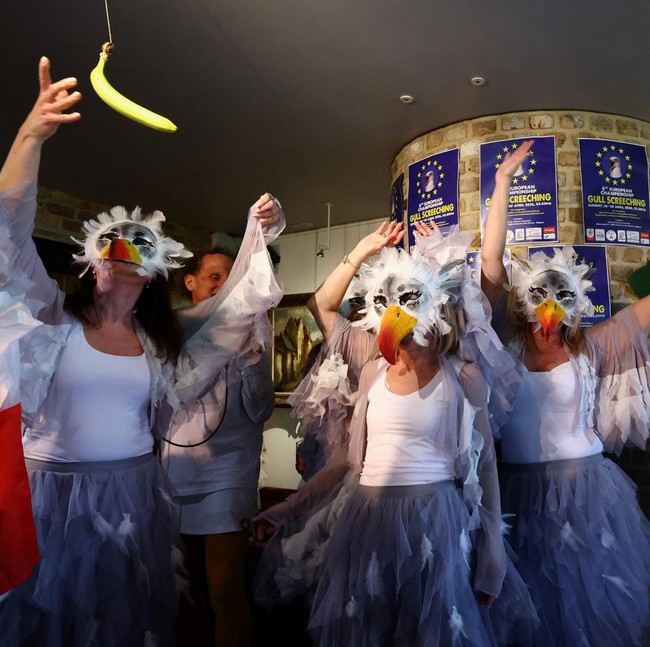 Lomba Unik Tiru Burung Camar, Aksi Peserta Bikin Heboh