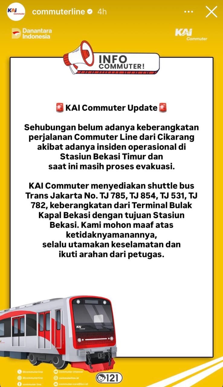 Perjalanan KRL dari Cikarang Dibatalkan