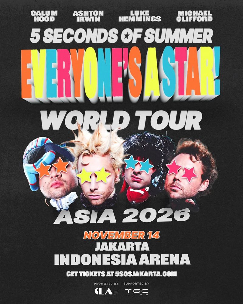 5 Seconds of Summer kembali ke Jakarta setelah 10 tahun! Konser Everyone's A Star World Tour akan digelar 14 November 2026.