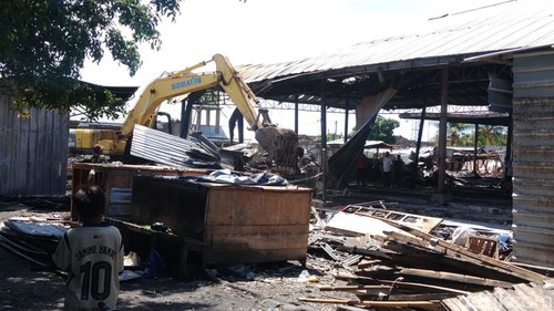 Sisa-sisa kebakaran Pasar Pringgabaya, Lombok Timur, NTB, Rabu (29/4/2026).