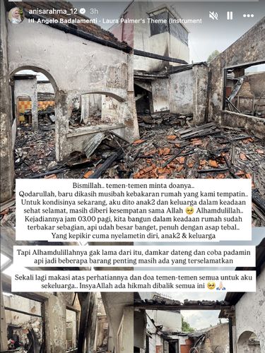 Rumah Anisa Rahma dan Anandito Dwis kebakaran.