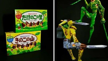 Bungkus snack ini diubah jadi dua karakter yang sedang bertarung. Pose dan detailnya memberi kesan aksi yang dramatis. Foto: Boredpanda