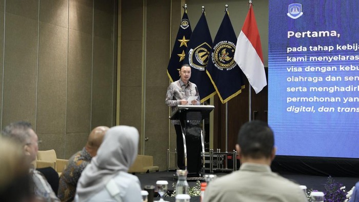 Direktur Jenderal Imigrasi Hendarsam Marantoko sosialisasi event internasional di Hotel Pullman, Jakarta, Rabu (29/4/2026).