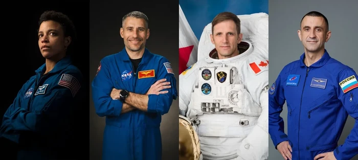 Kiri-ke kanan: astronaut NASA AS Jessica Watkins dan Luke Delaney, astronaut CSA Kanada astronaut Joshua Kutryk, dan kosmonaut Roscosmos Rusia Sergey Teteryatnikov.