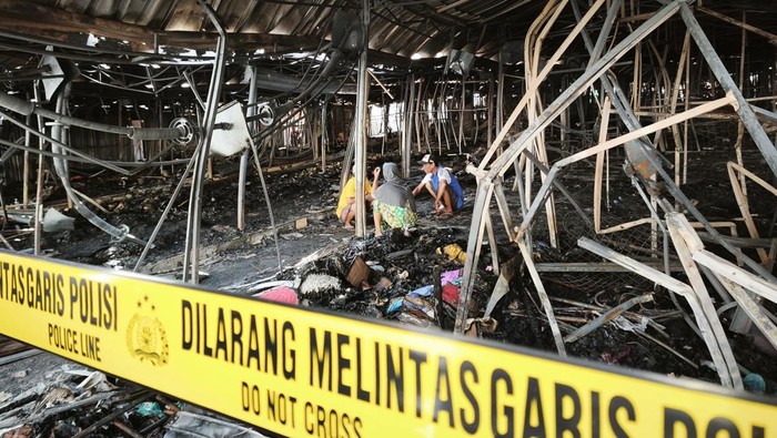 Kondisi Pasar Kanjengan pagi ini, Kamis (30/4/2026, di Semarang Tengah, Kota Semarang, usai terbakar.