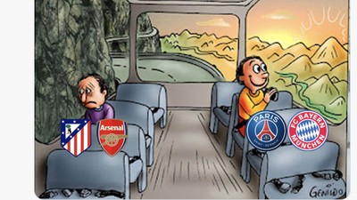 Meme Jomplangnya Kualitas PSG Vs Bayern dan Atletico Vs Arsenal