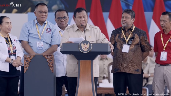 Prabowo di May Day 2026. (YouTube Setpres)