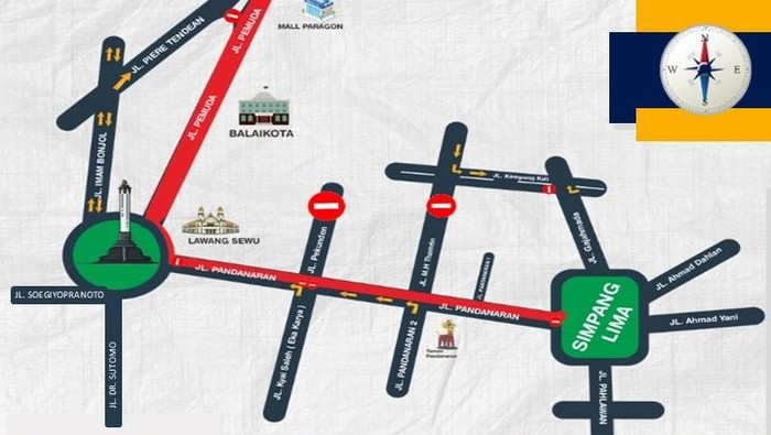 Semarang Night Carnival bakal digelar pada Sabtu (2/5). Begini rekayasa arus lalu lintas yang disiapkan Satlantas Polrestabes Semarang.