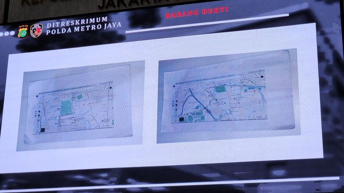 Rundown dan peta penyerangan yang diamankan dari 101 orang diduga mau bikin ricuh May Day di Jakarta (Adrial/detikcom)