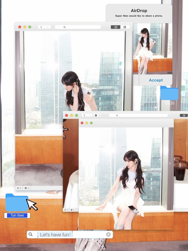 Tak hanya mengandalkan visual, ekspresi Tian Xiwei yang spontan dan ceria menjadi poin utama. Ia mampu menghadirkan kesan youthful tanpa terlihat berlebihan sehingga membuat setiap fotonya terasa hidup dan relatable. Foto: Dok. Instagram Tian Xiwei