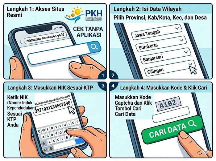 Cara Cek Bansos PKH Lewat HP Tanpa Aplikasi, Ini Link dan Jadwal Cair 2026