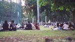 Santai Nonton Softball di GBK, Lesehan di Rumput-Duduk Berjajar di Tribun
