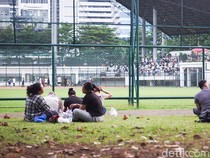 Santai Nonton Softball di GBK, Lesehan di Rumput-Duduk Berjajar di Tribun
