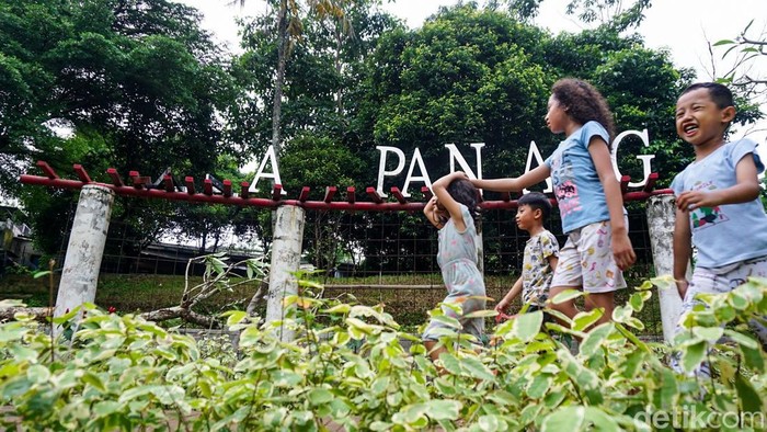Sejumlah warga menikmati libur panjang di kawasan Taman Panjang, Jagakarsa, Jakarta Selatan, Minggu (3/5/2026). Ruang terbuka hijau ini menjadi salah satu pilihan untuk bersantai di tengah suasana kota.