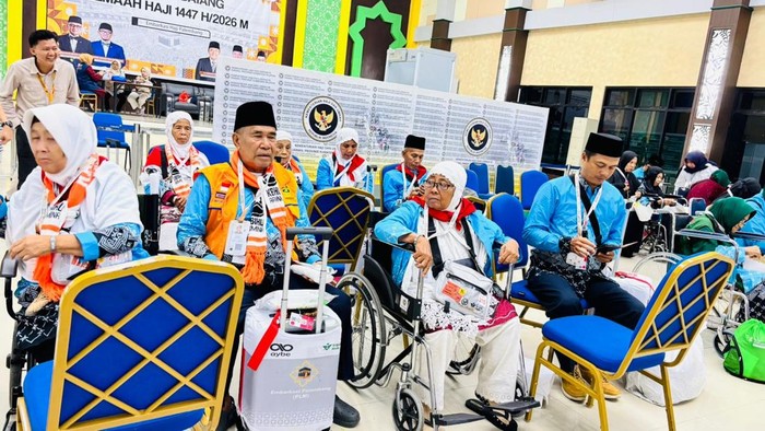 Kloter 9 tiba di Asrama Haji Sumsel.
