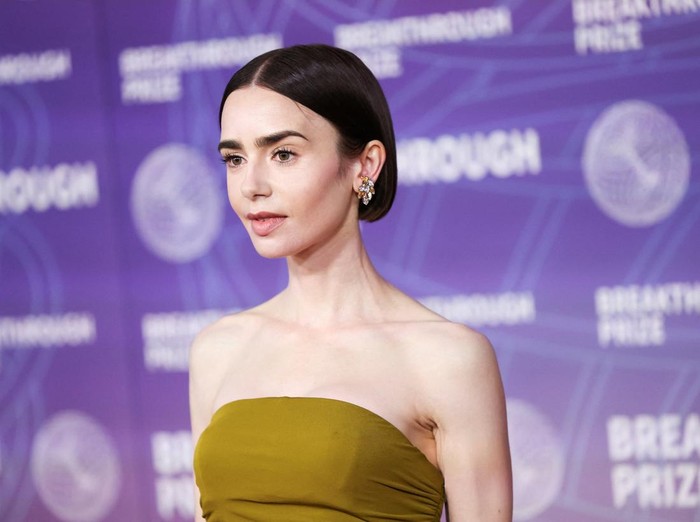 Lily Collins attends the 12th Breakthrough Prize ceremony gala in Santa Monica, California, U.S., April 18, 2026. REUTERS/Mario Anzuoni
