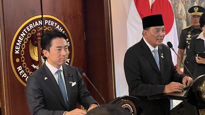 Menteri Pertahanan (Menhan) RI Sjafrie Sjamsoeddin menerima Menhan Jepang Koizumi Shinjiro di kantor Kementerian Pertahanan (Kemhan), Jakarta, Senin (4/5/2026).